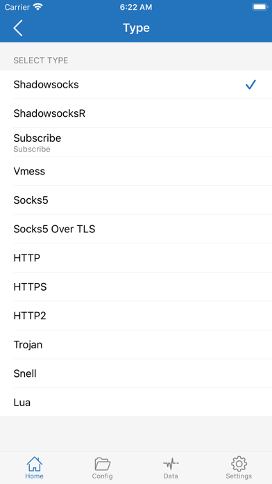 Apple App Store 展示的 Shadowrocket 订阅类型界面